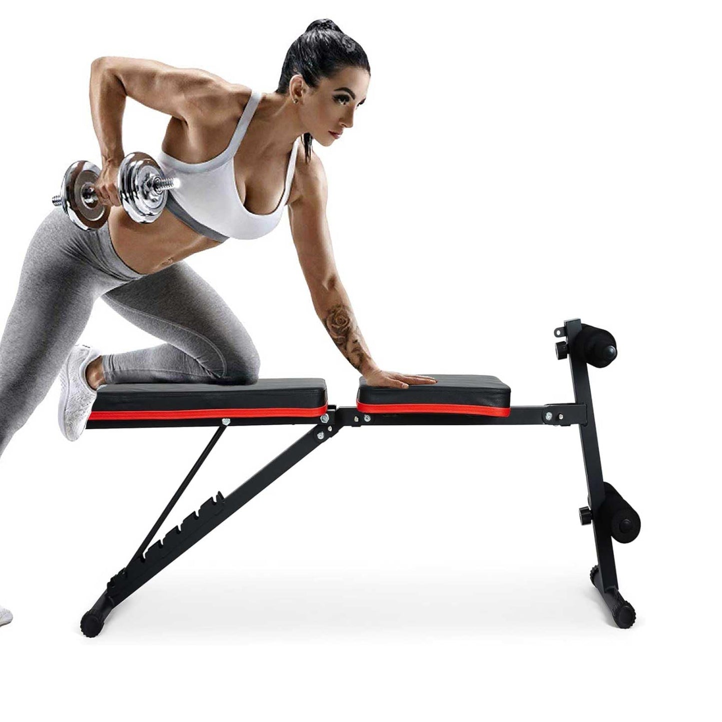 Adjustable and Foldable Weight Bench Weightlifting Utility Sit up ab Incline Decline Flat Bench Press for Full Body workout out Home Gym