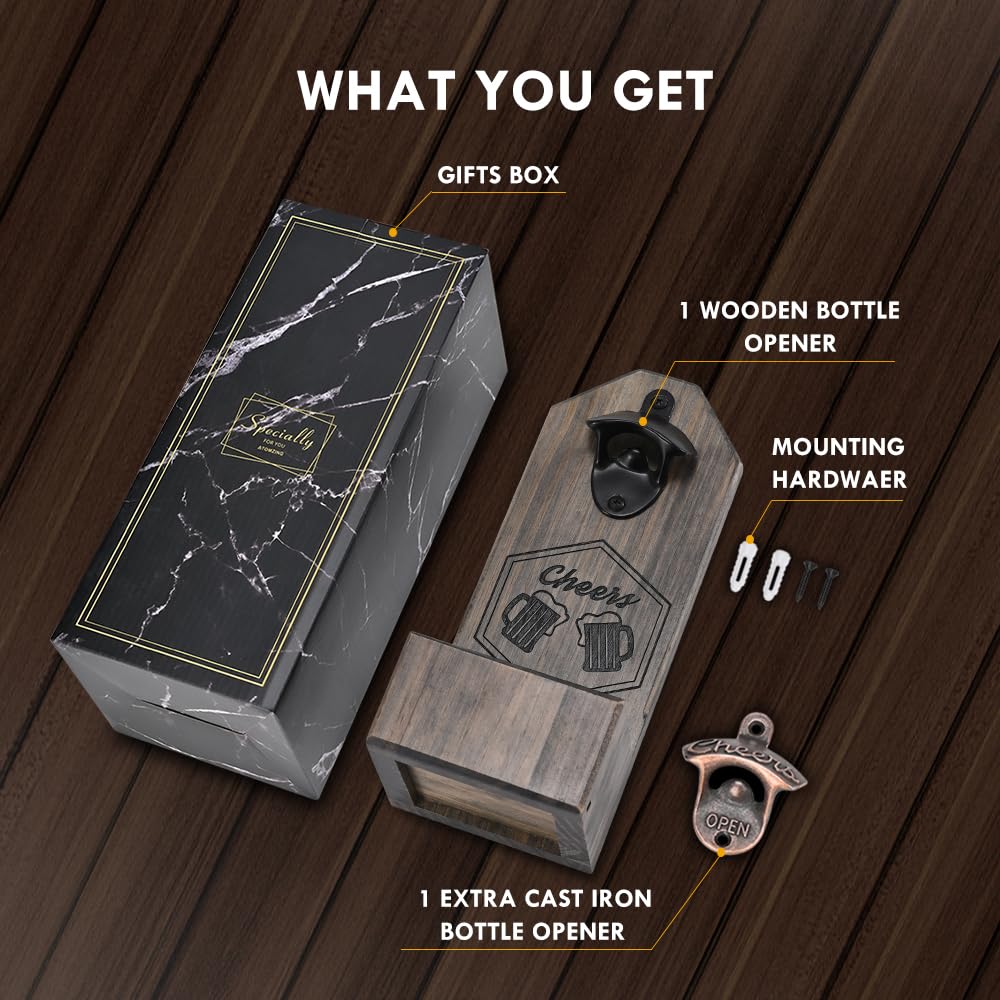 - Unique Christmas Birthday Gifts for Men, Beer Bottle Opener Wall Mounted, Beer Gifts for Men -