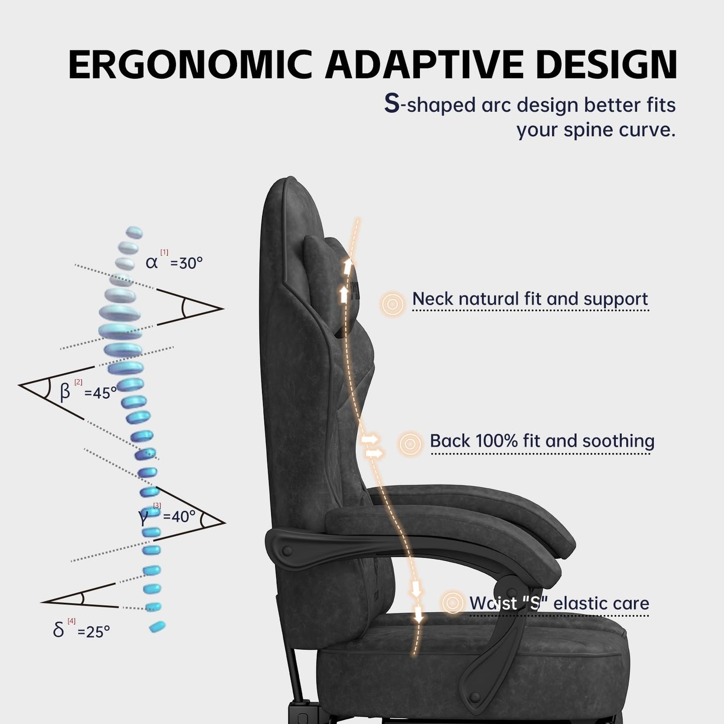 - PZDO Gaming Chair | Ergonomic Gaming Chair |Technical Fabric Gaming Chair -
