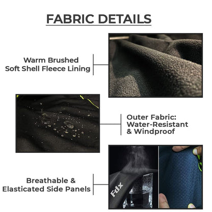 - FDX Men’s Winter Cycling Jacket | Windproof | Softshell Thermal Fabric -