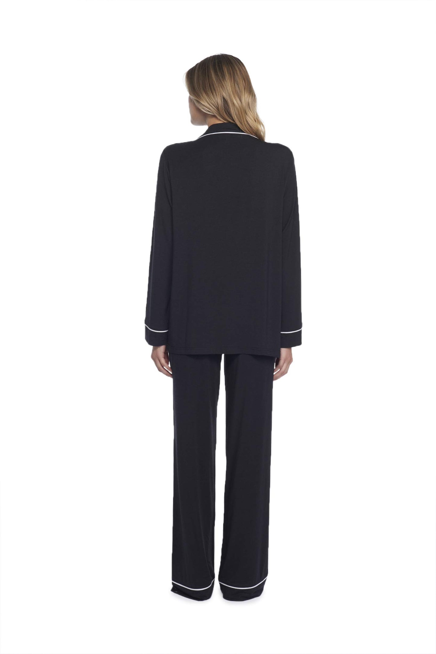 - Luxe Milk Jersey Piped Pajama Set -