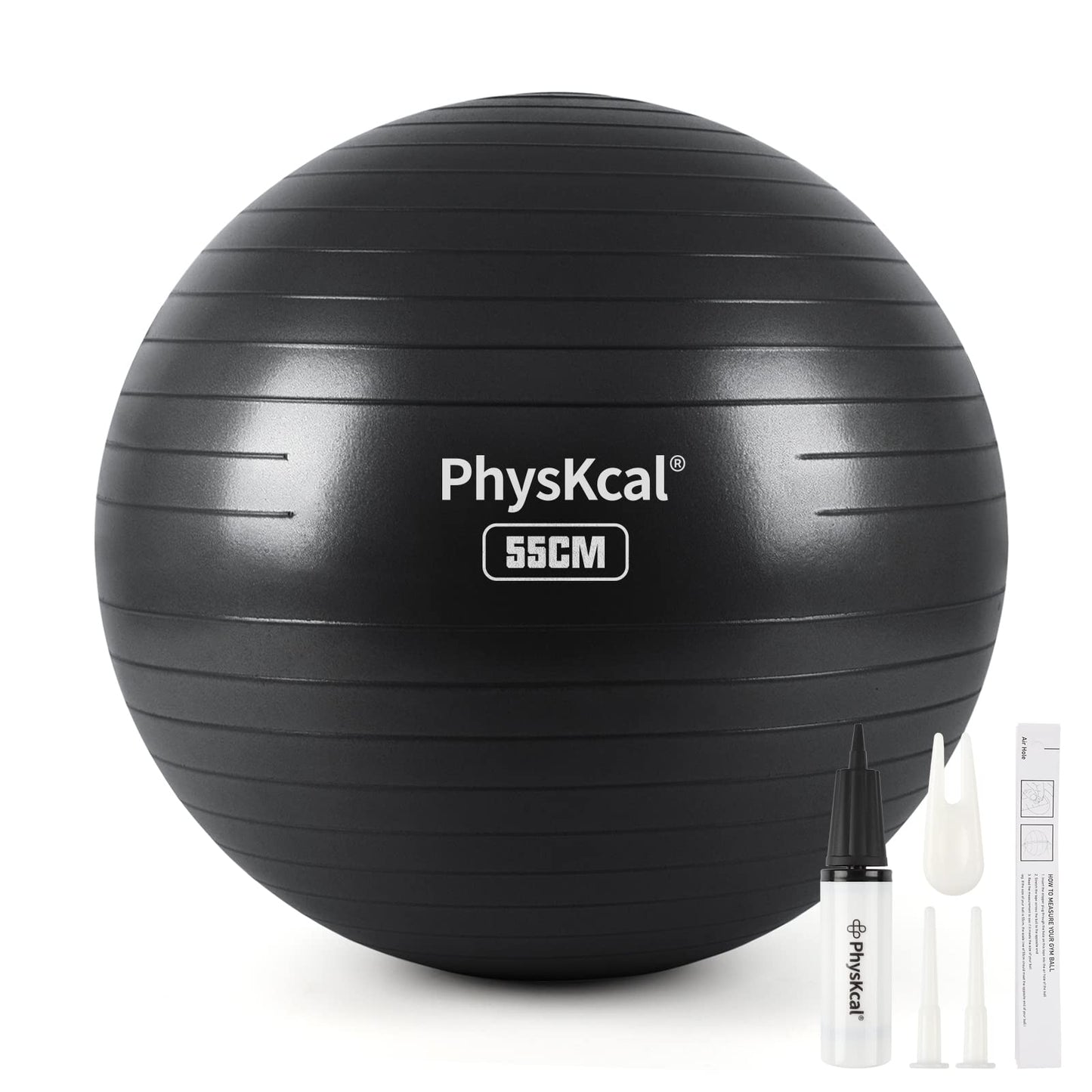 - PhysKcal Gym Ball | 55cm Black Exercise Swiss Ball -