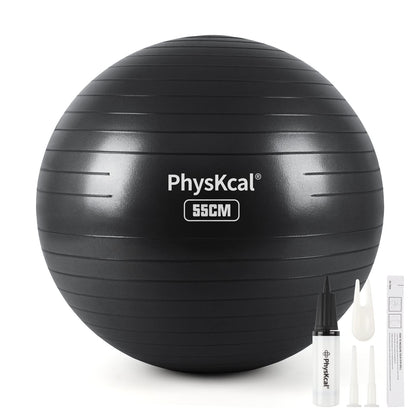 - PhysKcal Gym Ball | 55cm Black Exercise Swiss Ball -