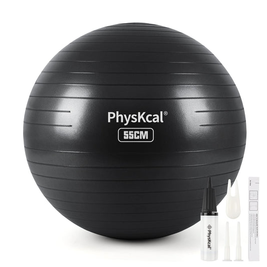 - PhysKcal Gym Ball | 55cm Black Exercise Swiss Ball -