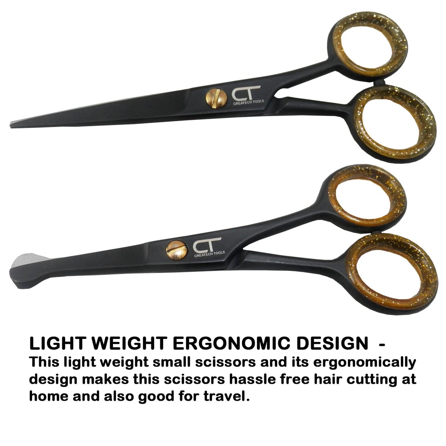 CT 4.5" Small Hair Scissors Set - Moustache & Beard Trimming for Men, Precise Facial Ear Nose Pubic Haircutting Round Tip Scissors for Baby Kids (Small Trimming Scissors Set)