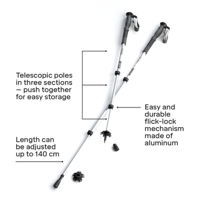 - Silva Trekking Poles Aluminum | Adjustable Length up to 140 cm | Telescopic Walking Poles -
