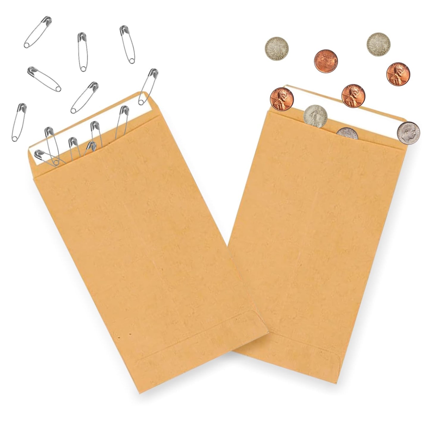 50 Pcs Small Envelopes,2.4 * 3.9 inch Brown Envelopes,Self Seal Money Envelopes,Small Envelopes for Money Seed Packing Storing Small Items Wages Notes Beads Envelopes