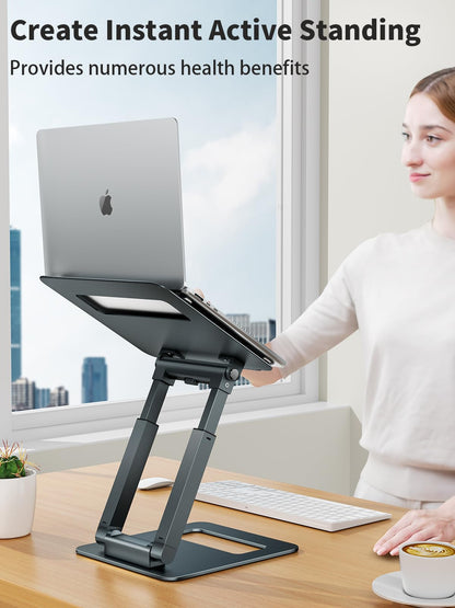 - Laptop Stand For Desk | Adjustable Height | Ergonomic Sit/Stand Computer Stand -