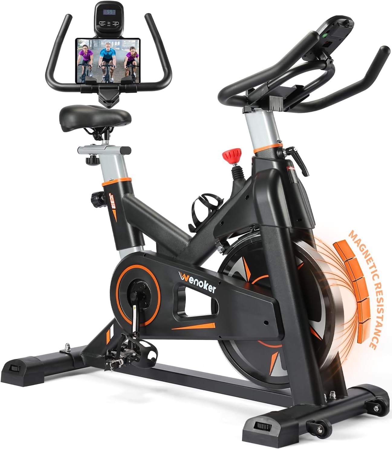 - Wenoker Exercise Bike Magnetic Resistance Indoor Cycling Bike Stationary for Home Gym Use with LCD Display, Tablet Holder & Comfortable Seat Cushion for Cardio Workout