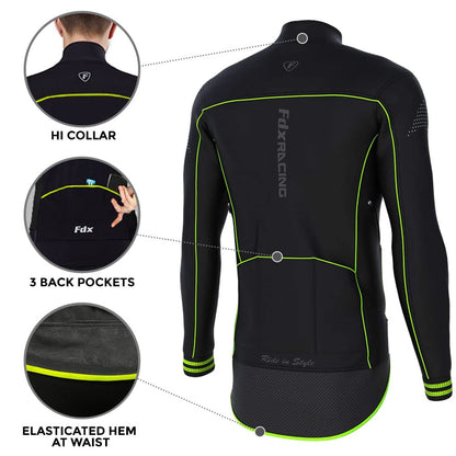 - FDX Men’s Winter Cycling Jacket | Windproof | Softshell Thermal Fabric -
