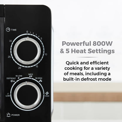 - Tower T24042BLK Manual Microwave | Sleek Mirror Door | 800W -