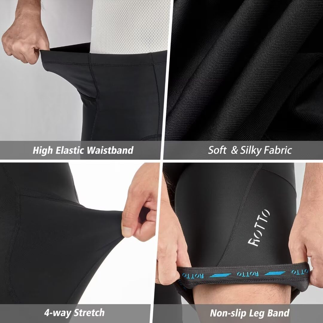 - ROTTO Cycling Shorts | Mens Padded Bike Shorts Cycle Shorts | Gel & Sponge Padding -