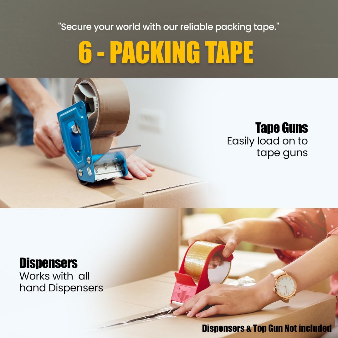 - K-MART Packaging Tape | Industrial Duty Brown Parcel Tape | 6 Rolls With Low Noise -