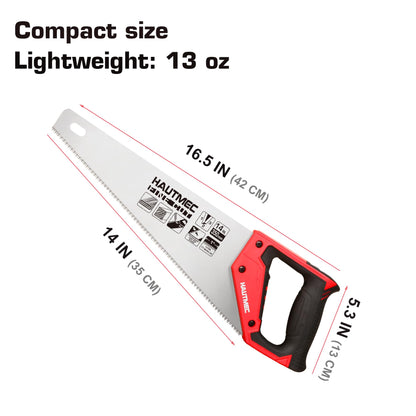 - HAUTMEC 14 in. Universal Hand Saw | 11 TPI Fine Cuts Wood Saw -