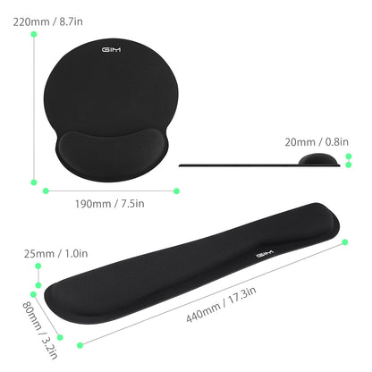 - GIM Keyboard Wrist Rest Mouse Mat Set | Ergonomic Keyboard Wrist Support Memory Foam Mouse Mat | Wrist Cushion Support -