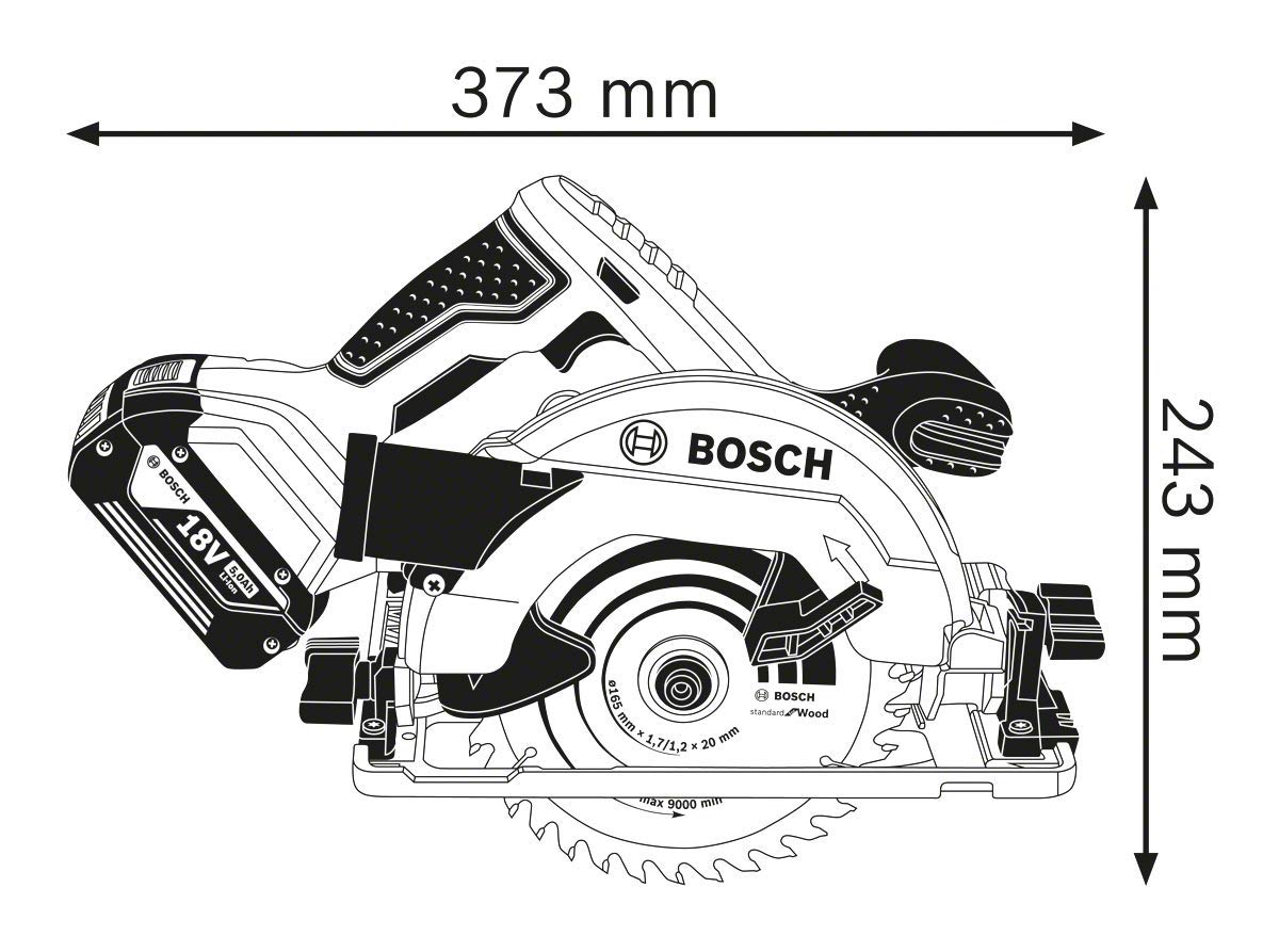 Bosch Professional 18V System GKS 18V-57 G Cordless Circular Saw (Saw Blade Diameter: 165 mm, Cutting Depth: 57 mm, excluding Batteries and Charger, in L-BOXX)