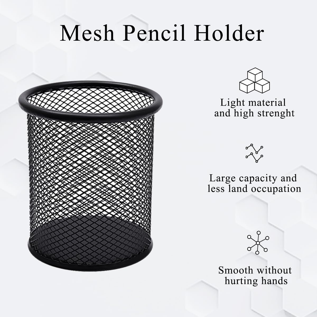 DARUITE 4 Pack Pen Pot, Pen Holder, Mesh Pencil Holder, Metal Pen Pots for Desk, Desk Pen Holder, Pencil Pot for Office, Home, Classroom (Black)