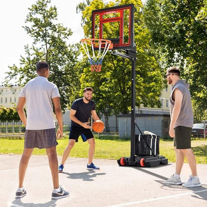 - YITAHOME Basketball Backboard Hoop Net Set, 105-260CM Height Adjustable Basketball Stand with Wheels