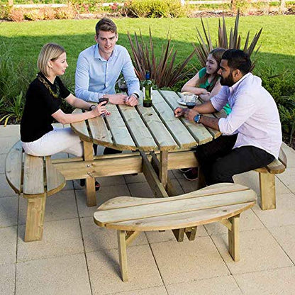 BrackenStyle Aberdeen Picnic Table – Durable Heavy Duty Round Pub Table – Suitable for 8 People 2.15M Diameter
