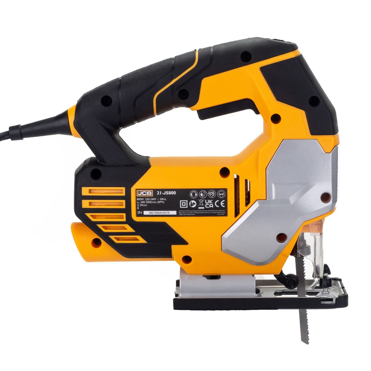 - JCB 240V Corded Jigsaw | 4 Pendulum Settings & Tool Free Blade Change | Variable Speed & Built in Dust Blower | Cutting Capacity of 100mm for Wood and 10mm for Metal | 800W -