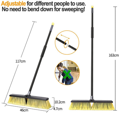 - Garden Broom Outdoor Heavy Duty | Telescopic Long Handle with Stiff Bristles | Concrete Brooms Floor Brush -