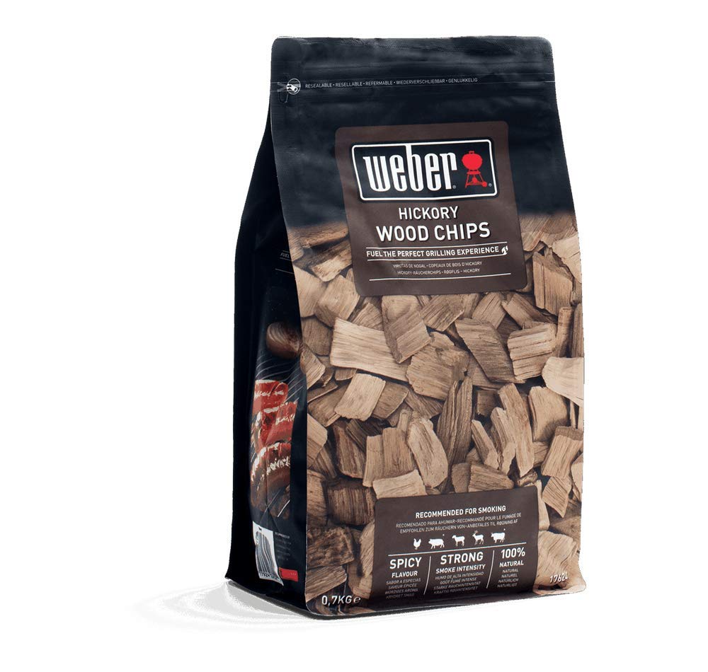 - Weber Hickory Wood Chips | Hardwood Cooking Pellets | 0.7 kg | BBQ Smoker Wood Chips |