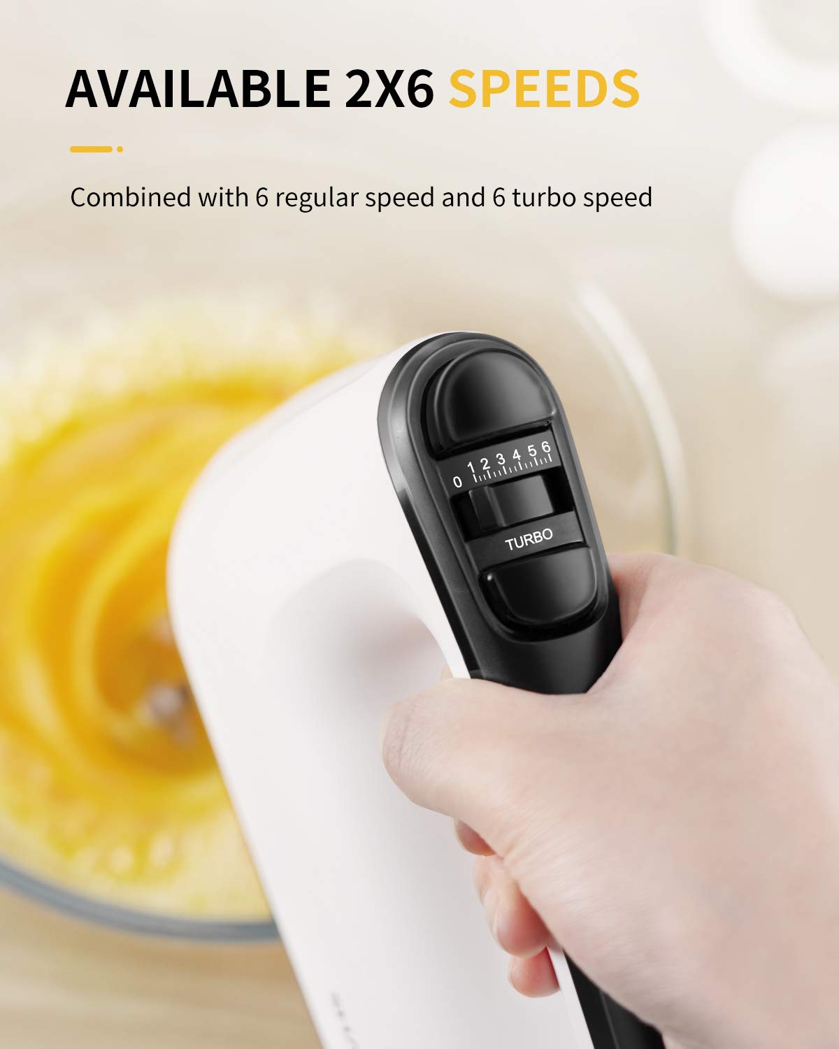 - SHARDOR Hand Mixer | Electric Whisk | Anti-Splash Hand Whisk | 6 Speeds with Turbo Button |Storage Case | 400W -