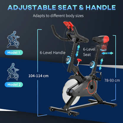 HOMCOM Indoor Exercise Bike with Adjustable Height, Resistance