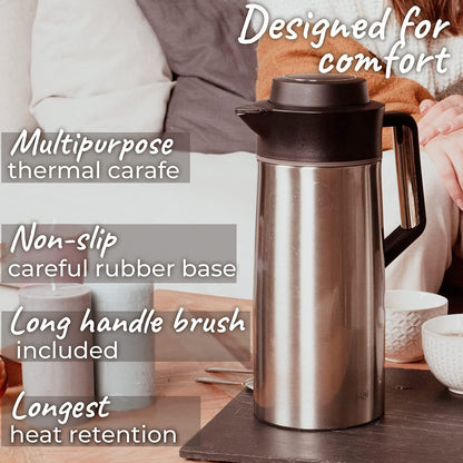 - Pykal Thermal Coffee Jug | 68 Oz | Vacuum Insulated Hot Drink Carafe 8HR 65C -