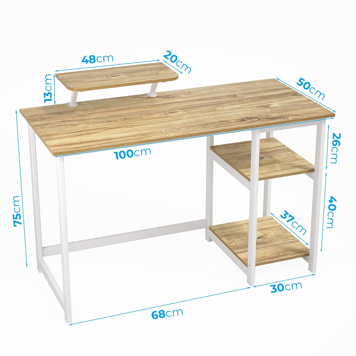 - GreenForest Computer Desk With Monitor Stand | 100cm Home Office Desk -