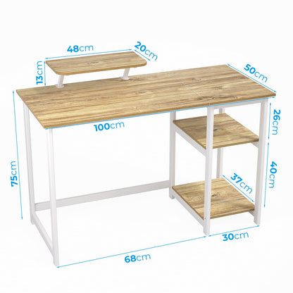 - GreenForest Computer Desk With Monitor Stand | 100cm Home Office Desk -
