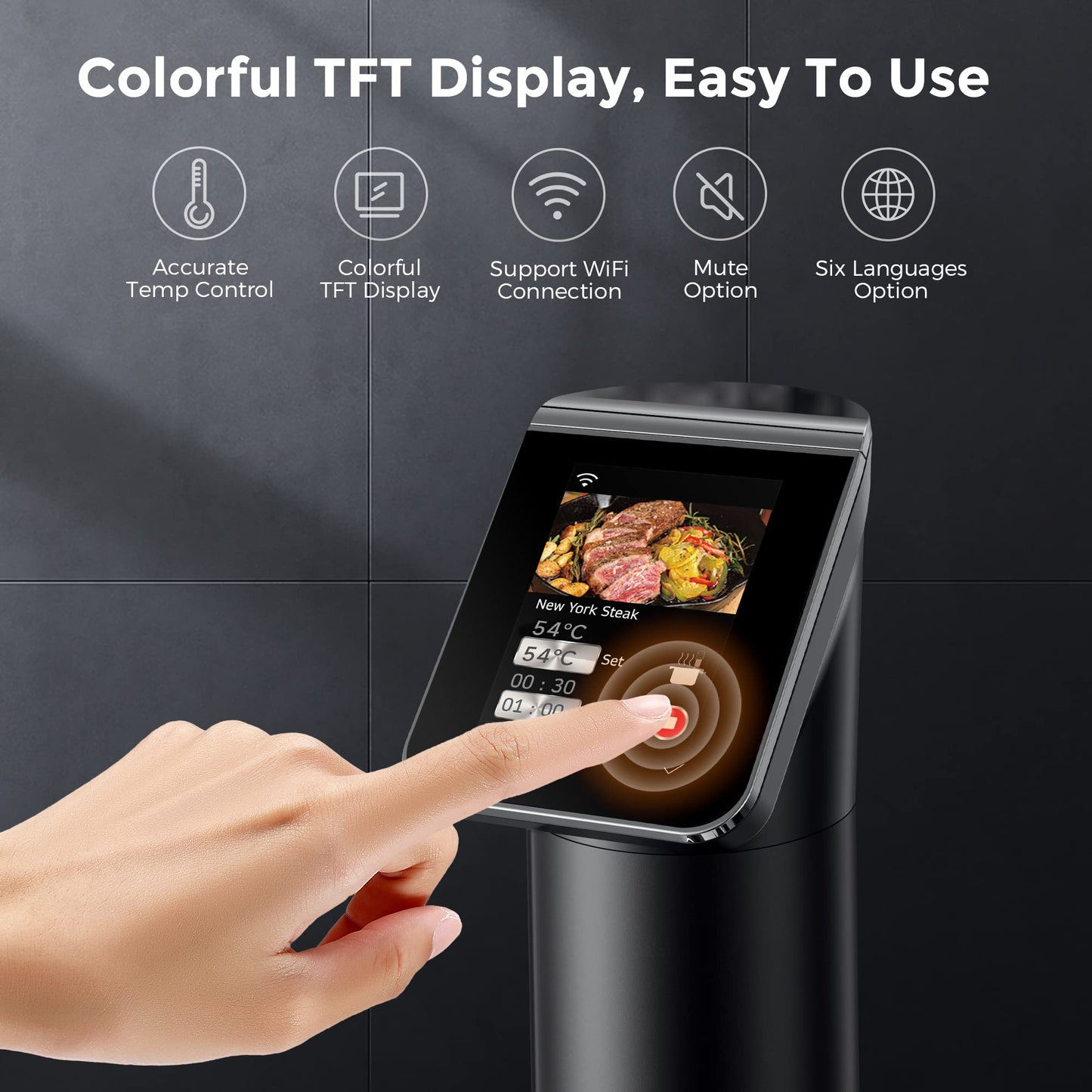 - KitchenBoss Sous Vide Machine WIFI Precision Cooker | 1100 Watts App Temperature Control 40°C-90°C | IPX7 Immersion Circulator -