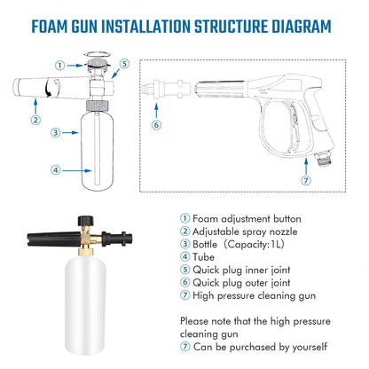 - Qooltek Adjustable Foam Cannon | 1 Liter Bottle Snow Foam Lance | Soap Dispenser Nozzle -