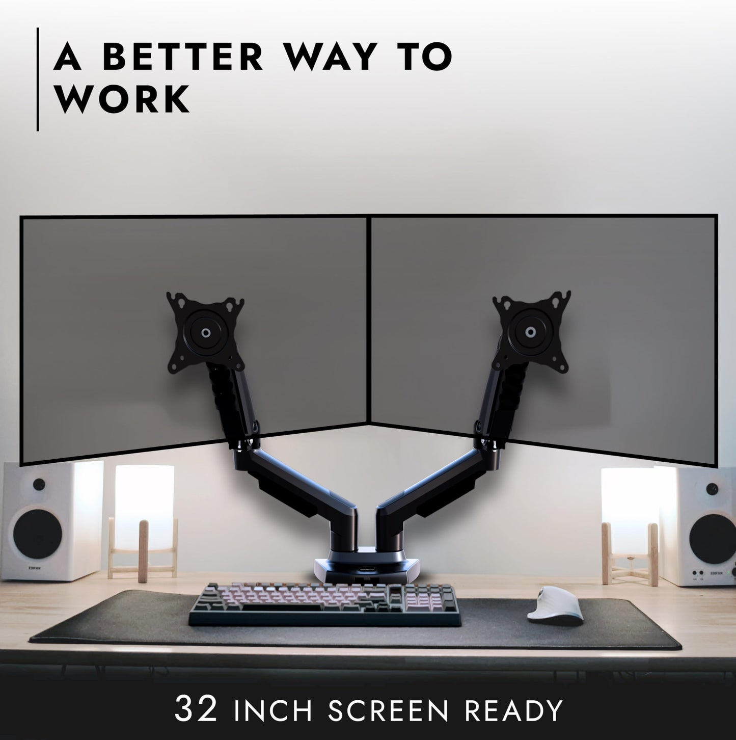 - Invision Dual Monitor Arm Desk Mount for 19 to 32 Inch Screens | VESA 75 & 100mm Desk Clamp Stand | Tool Free Height Adjustment with Tilt Swivel Rotate - Increased Load Capacity from 2-9kg (MX400) -