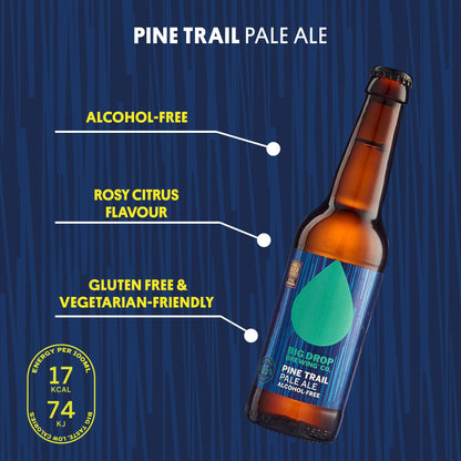 Big Drop Pine Trail Pale Ale - Naturally Brewed Alcohol Free Pale Ale with a Citrusy Bite - Vegetarian & Gluten Free (12 x 330ml Bottles)