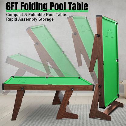 - HLC 6FT Folding Pool Table | Snooker Table Set -