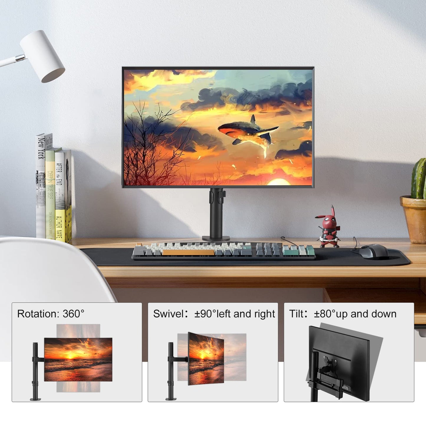 - Single Monitor Arm Desk Mount | Max. Load 10kg | Adjustable Mount | Tilt Swivel Rotation -
