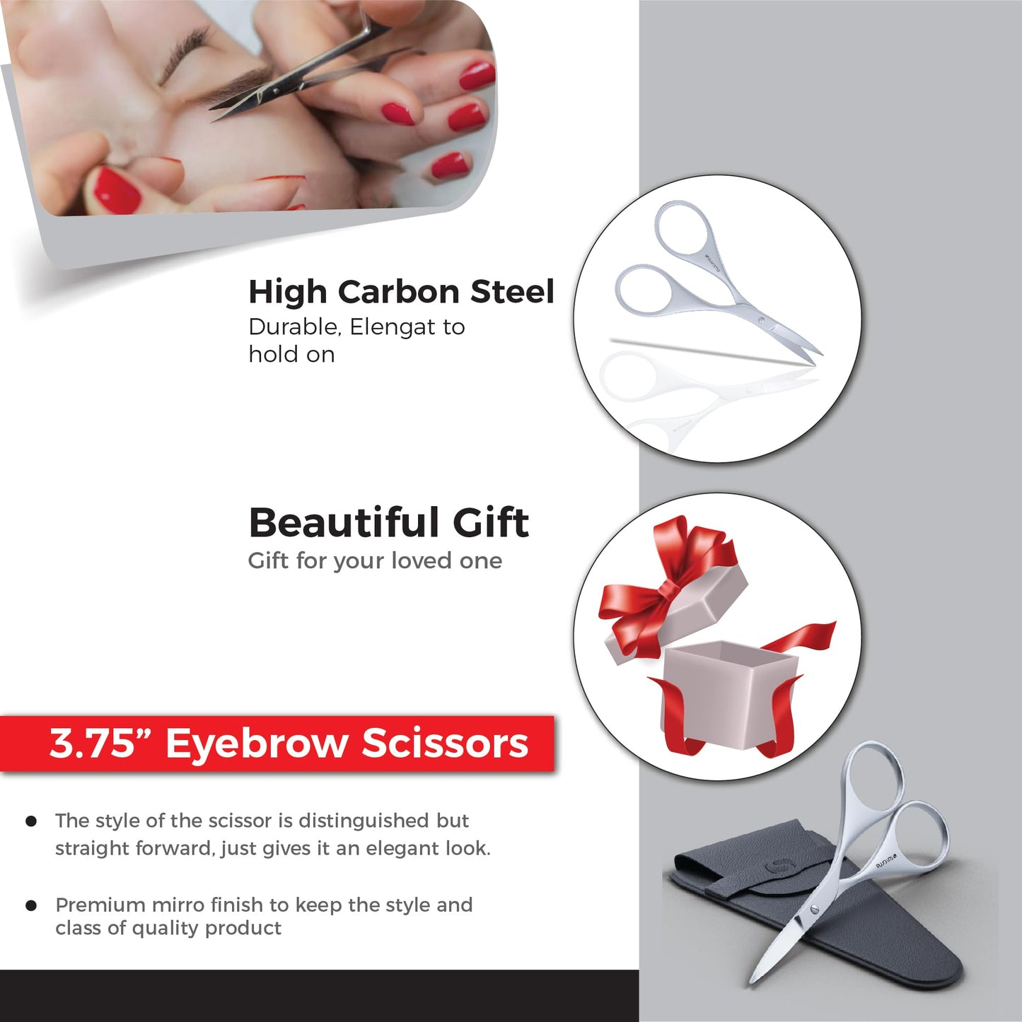 - Suvorna Small Scissors for Eyebrow, Beard, Mustache, Facial, Brow, Eye Lash, Nose & Ear Hair | Curved Scissors for Men's & Women's Grooming -