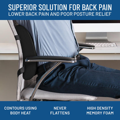 - Everlasting Comfort Memory Foam Lumbar Support Cushion | Dual Adjustable Straps -