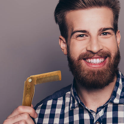 - Folding Beard Comb For Men | All Natural Wooden Beard Comb w/Gift Box -