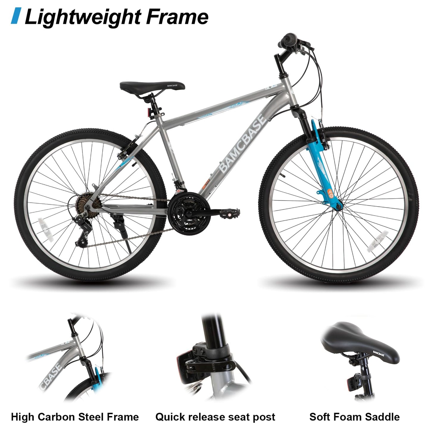- Hiland 26 Inch Mountain Bike | MTB with 21 Speeds | High-Tensile Steel Frame | V Brake | Hardtail Bicycle for Adults -