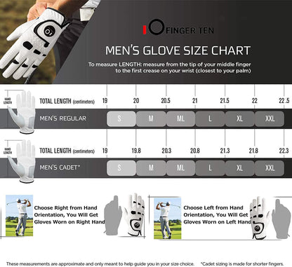 - FINGER TEN Golf Gloves For Men | Rain Grip Golf Glove For Men | 3 Pack -