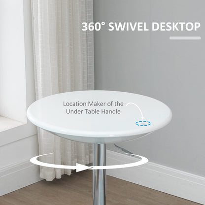 - HOMCOM Modern Round Bar Table | Adjustable Height Home Pub Bistro Desk | Swivel Painted Top with Silver Steel Leg and Base -