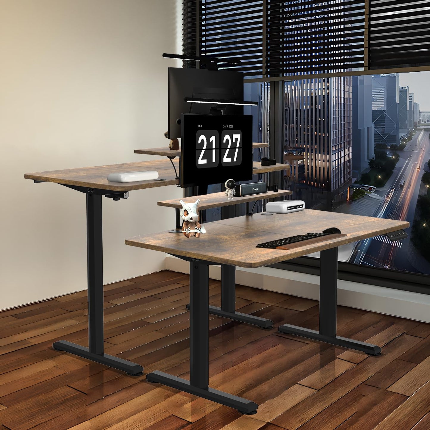 Devoko Electric Standing Desk 120 x 60cm, Height Adjustable Standing Desk with Monitor Stand, Stand Up Desk Home Office Desk with Memory Smart Pannel Sit Stand Desk (White)