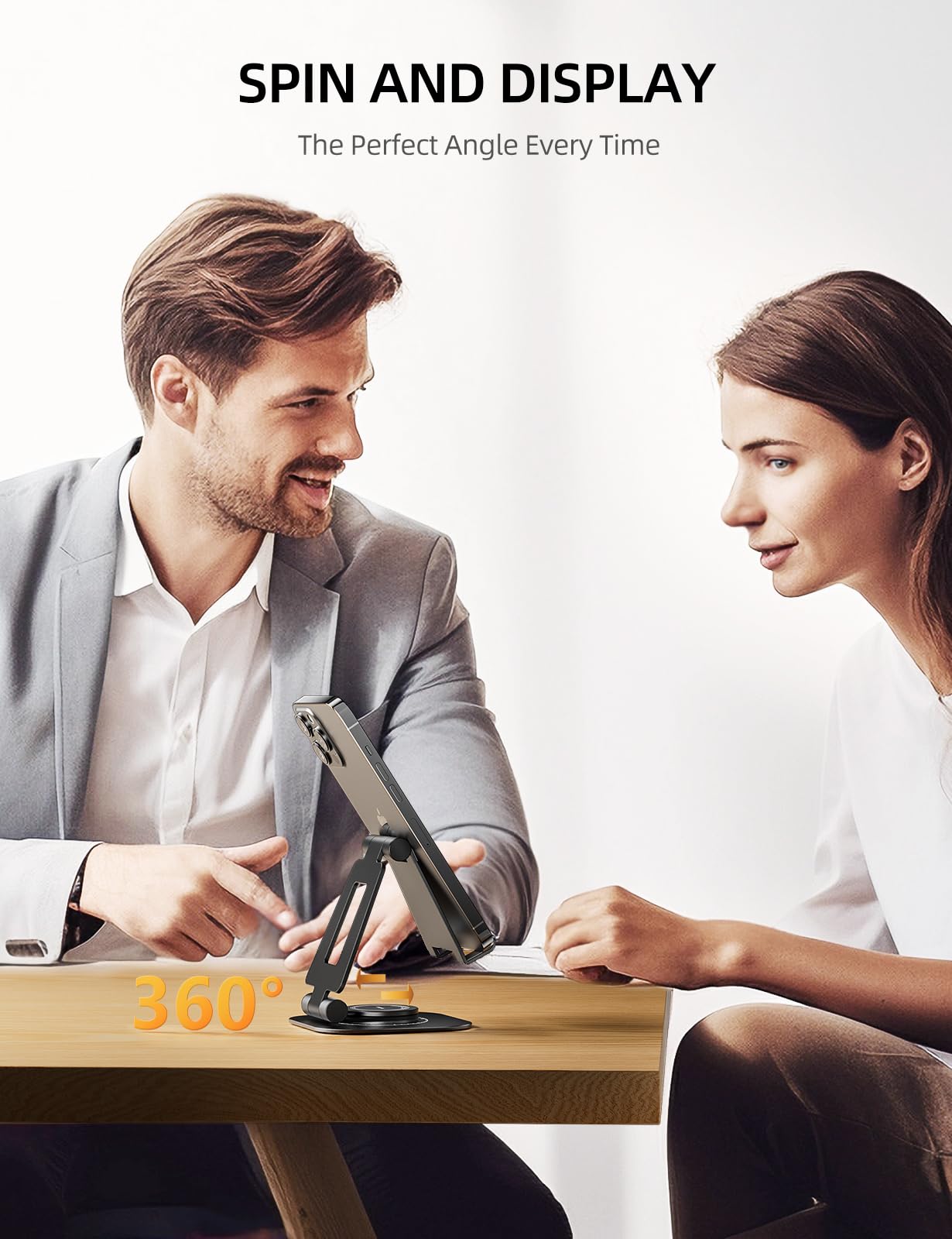 - NULAXY 360 Rotating Phone Stand | Fully Adjustable Foldable Desktop Mobile Phone Holder -