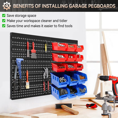 - Holdfiturn 30Pcs Wall Mounted Storage Bins | Backboard DIY Stackable Workshop Storage -