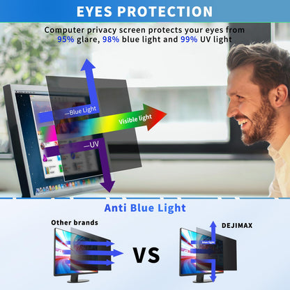 DEJIMAX 27 Inch Computer Privacy Screen Filter for 16:9 Widescreen Monitor, Anti Glare and Blue Light, PC Monitor Screen Privacy Shield,Anti Spy Screen Protector Film