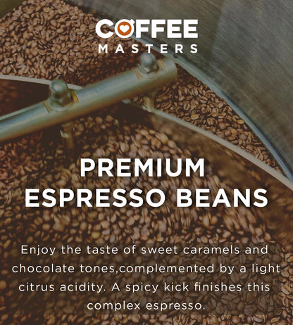 Coffee Masters All Day Blend Espresso Coffee Beans 1kg - Medium Roast for Strong and Full Bodied Espresso - Whole Coffee Beans Ideal for Espresso Machines