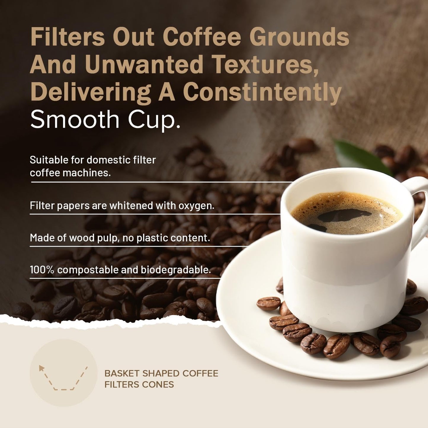 200 x 2 Pint / 8 to 12 Cup Basket/Cupcake Coffee Filter Papers by EDESIA ESPRESS