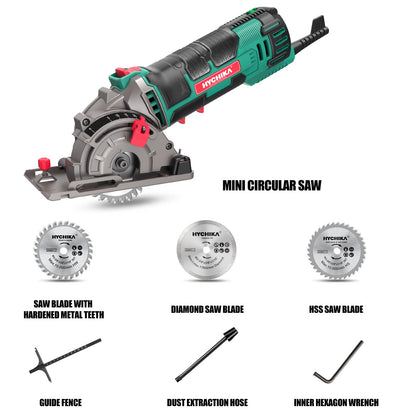 - HYCHIKA Mini Circular Saw | Circular Saw | 3pcs Saw Blades (85mm) | Scale Ruler | 500W Pure Copper Motor | 4500RPM -